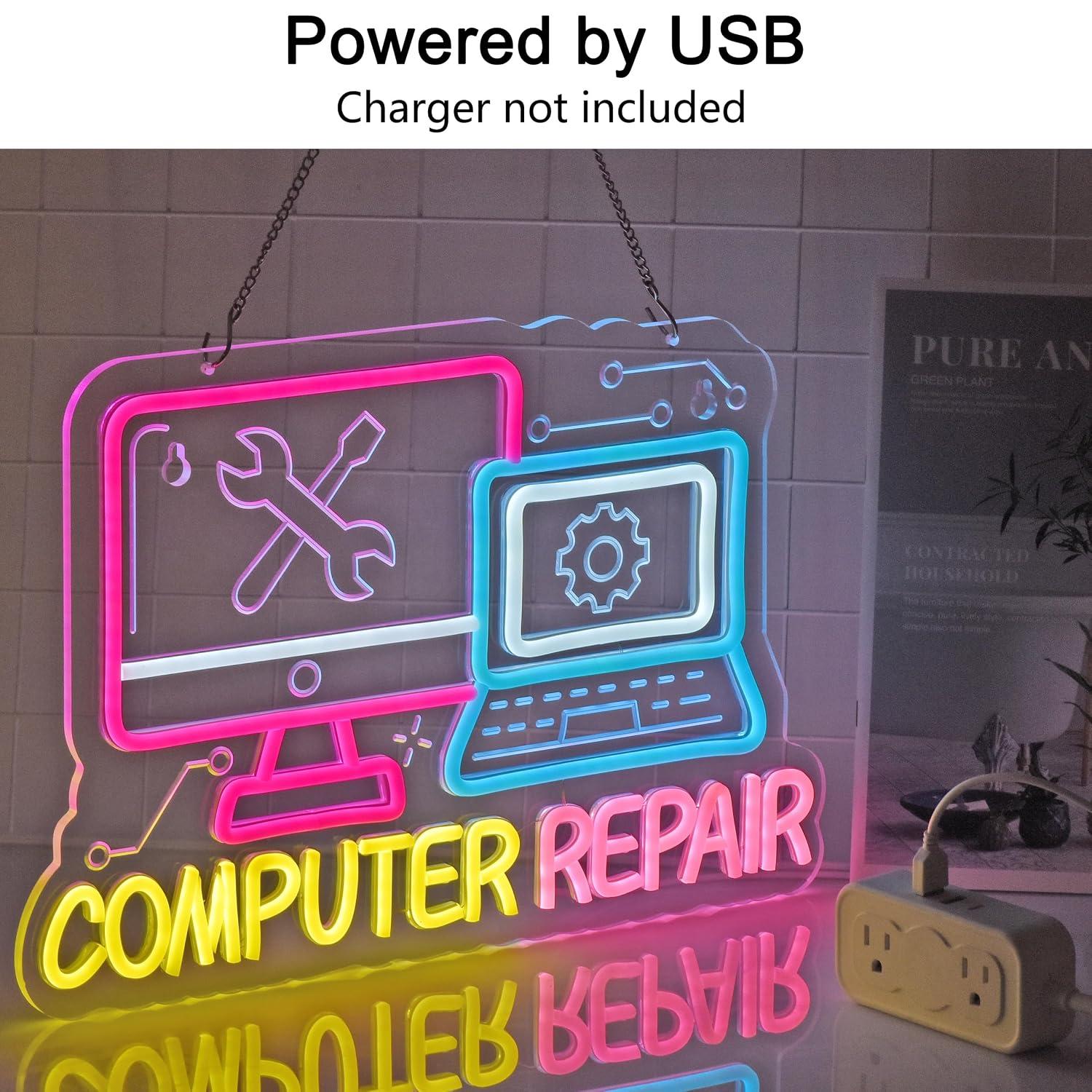 Computer Repair Neon Sign USB  - Electronics Repair Store 评论和价格
