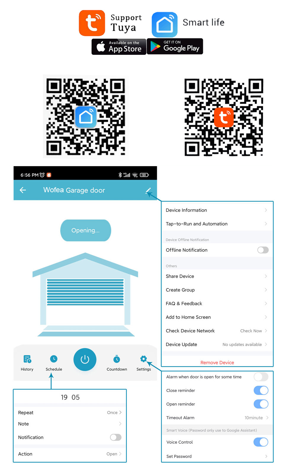 Wofea Tuya Smart WIFI 2.4G Gar - Phone Opening Tool 评论和价格